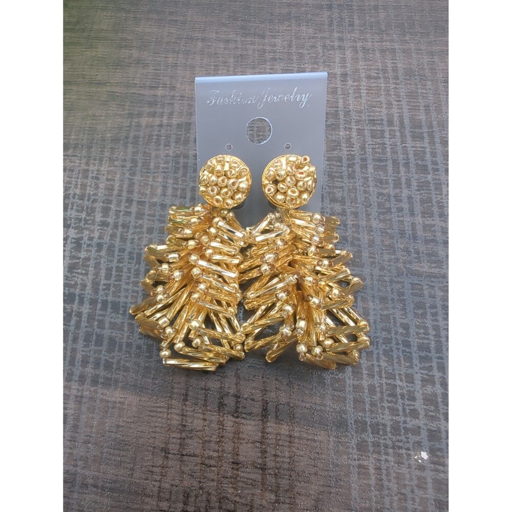Golden Seed Bead Earrings